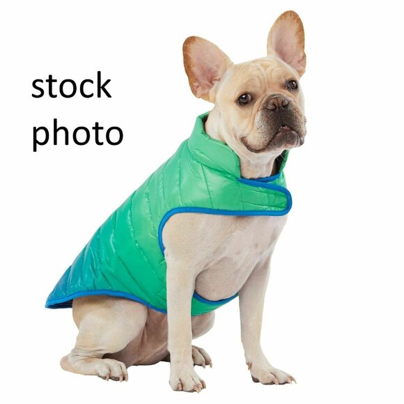 Top Paw Green / Blue Ombre Puffer Dog Coat with Nylon Bag  Sz: Med - Picture 1 of 8